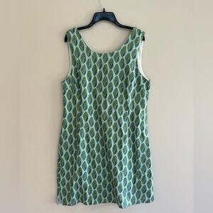 HIHO Ginnie Shell Print Linen Shift Dress Designed by Tortola BVI, Blue/Green, L
